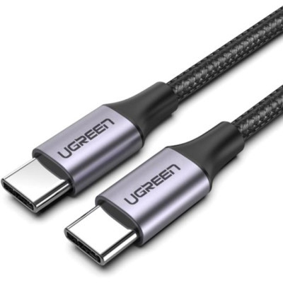 Дата кабель USB-C to USB-C 2.0m US261 18W Round Cable Nickel Plating Aluminum Shell Black Ugreen (50152)