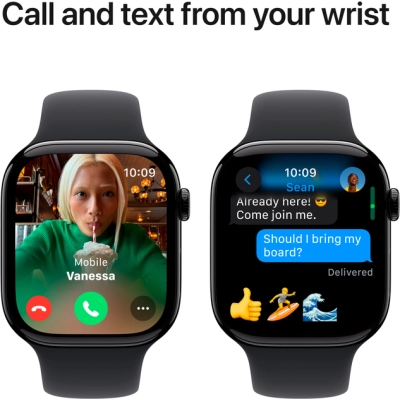 Смарт-годинник Apple Watch Series 10 GPS 46mm Jet Black Aluminium Case with Black Sport Band - S/M (MWWP3QH/A)