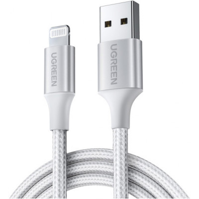 Дата кабель USB 2.0 AM to Lightning 2.0m US199 2.4A Silver Ugreen (60163)