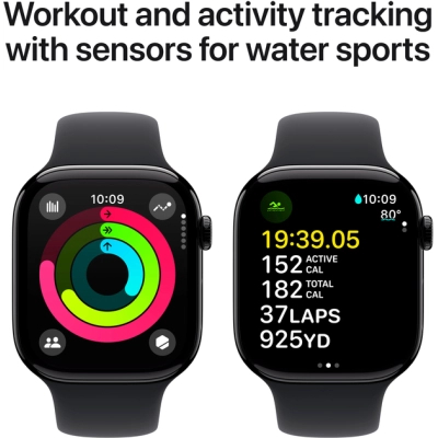 Смарт-годинник Apple Watch Series 10 GPS 46mm Jet Black Aluminium Case with Black Sport Band - M/L (MWWQ3QH/A)