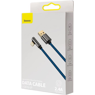 Дата кабель USB 2.0 AM to Lightning 1.0m CACS 2.4A 90 Legend Series Elbow Blue Baseus (CACS000003)