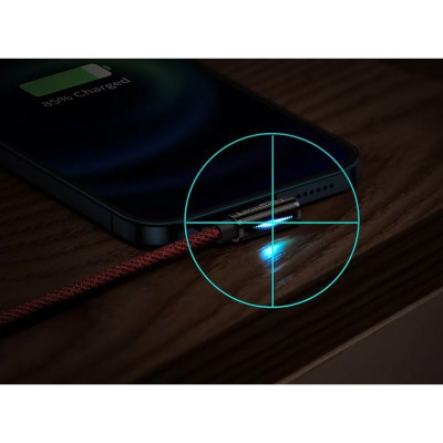 Дата кабель USB 2.0 AM to Lightning 1.0m CACS 2.4A 90 Legend Series Elbow Red Baseus (CACS000009)