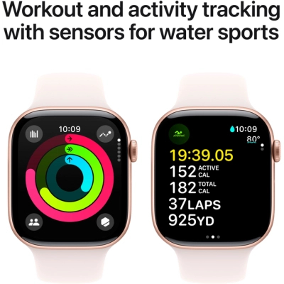 Смарт-годинник Apple Watch Series 10 GPS 46mm Rose Gold Aluminium Case with Light Blush Sport Band - S/M (MWWT3QH/A)
