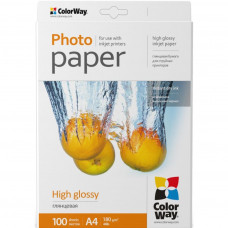 Папір ColorWay A4 180г glossy 100л, картон-пак (PG180100A4)