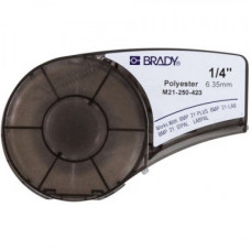 Стрічка для принтера етикеток Brady поліестер, 6.35mm/6.4m. чорний на білому (M21-250-423)