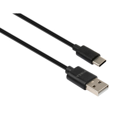 Дата кабель USB 2.0 AM to Type-C 1.8m Spring black Vinga (VCPDCTCS1.8BK)