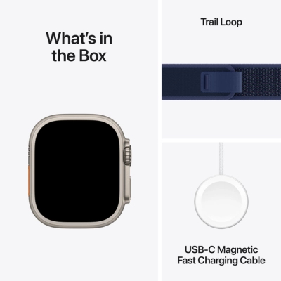 Смарт-годинник Apple Watch Ultra 2 2024 GPS + Cellular 49mm Natural Titanium Case with Blue Trail Loop - S/M (MX4J3UL/A)