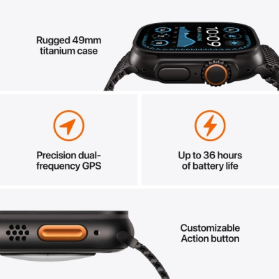 Смарт-годинник Apple Watch Ultra 2 2024 GPS + Cellular 49mm Natural Titanium Case with Blue Trail Loop - M/L (MX4L3UL/A)