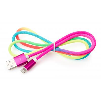 Дата кабель USB 2.0 AM to Lightning 1.0m rainbow nylon Vinga (VCPDCLCOLNB1RS)