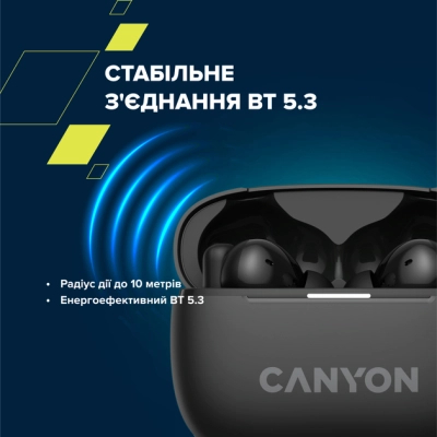 Навушники Canyon TWS-10 OnGo ANC ENC Graphite (CNS-TWS10B)