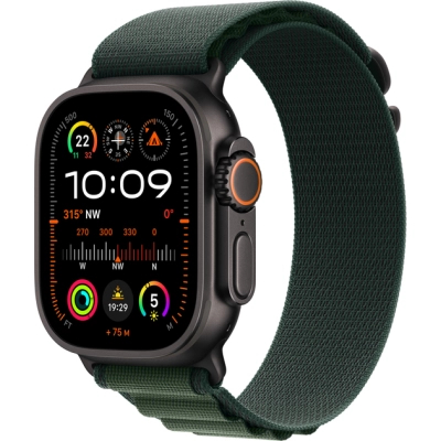 Смарт-годинник Apple Watch Ultra 2 2024 GPS + Cellular 49mm Black Titanium Case with Dark Green Alpine Loop - Medium (MX4R3UL/A)