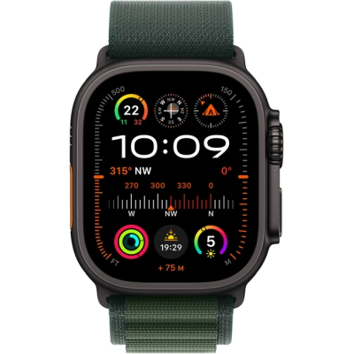 Смарт-годинник Apple Watch Ultra 2 2024 GPS + Cellular 49mm Black Titanium Case with Dark Green Alpine Loop - Medium (MX4R3UL/A)