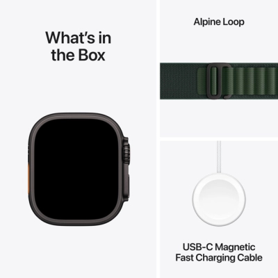 Смарт-годинник Apple Watch Ultra 2 2024 GPS + Cellular 49mm Black Titanium Case with Dark Green Alpine Loop - Medium (MX4R3UL/A)