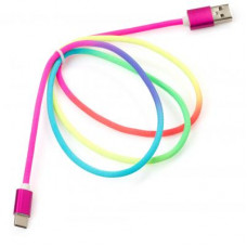 Дата кабель USB 2.0 AM to Type-C 1.0m rainbow nylon Vinga (VCPDCTCCOLNB1RS)