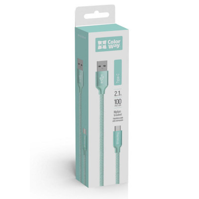 Дата кабель USB 2.0 AM to Type-C mint ColorWay (CW-CBUC003-MT)