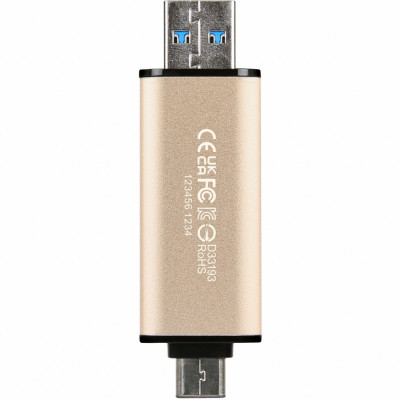 USB флеш накопичувач Transcend 128GB JetFlash 930 Gold-Black USB 3.2/Type-C (TS128GJF930C)