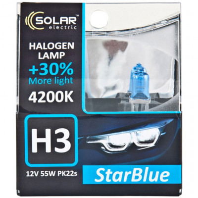 Автолампа SOLAR H3 12V 55W PK22s StarBlue 4200K (1243S2)