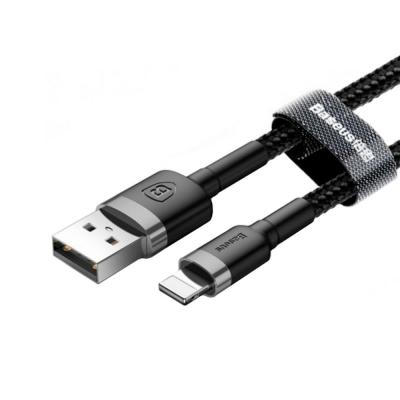 Дата кабель USB 2.0 AM to Lightning 1.0m Cafule 2.4A gray+black Baseus (CALKLF-BG1)