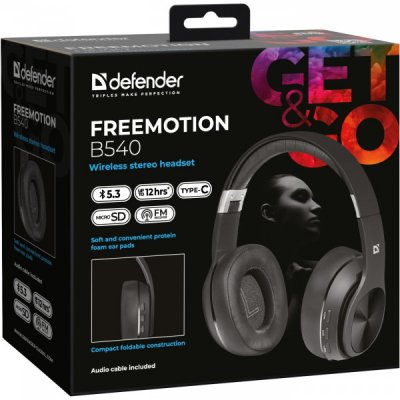 Навушники Defender FreeMotion B540 Bluetooth Black (63540)