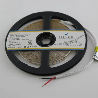 Світлодіодна стрічка LED-STIL 3000K 7,2 Вт/м 2216 120 діодів IP33 24 В (DFN2216-120A3-IP33-24V)