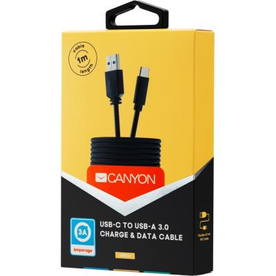 Дата кабель USB 3.0 AM to Type-C 1.0m 3A black Canyon (CNE-USBC4B)