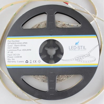 Світлодіодна стрічка LED-STIL 3000K 4,8 Вт/м 2835 60 діодів IP65 12 Вольт 400 lm (DFN2835-60A3-IP65)