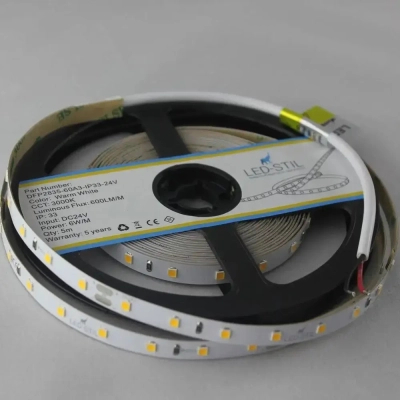 Світлодіодна стрічка LED-STIL 3000K 6 Вт/м 2835 60 діодів IP33 24 Вольта 550 lm (DFP2835-60A3-IP33-24V)