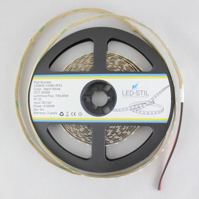 Світлодіодна стрічка LED-STIL 3000K 8,6 Вт/м 2835 120 діодів IP33 12 Вольт 700 lm (LS2835-120B3-IP33)