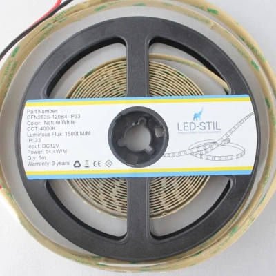 Світлодіодна стрічка LED-STIL 4000K 14,4 Вт/м 2835 120 діодів IP33 12 Вольт 1500 lm нейтральне світло (DFN2835-120B4-IP33)