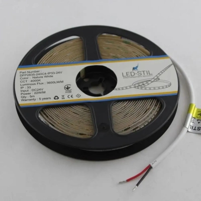 Світлодіодна стрічка LED-STIL 4000K 22 Вт/м 2835 240 діодів IP33 24 Вольта 3600 lm нейтральне світло (DFP2835-240C4-IP33-24V)