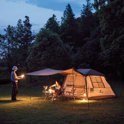 Намет Naturehike з навісом Village CNK2300ZP022 коричневий великий (6976023920189)