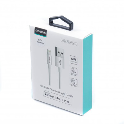 Дата кабель USB 2.0 AM to Lightning 1.2m 2.1A MFI White Choetech (IP0026-WH)