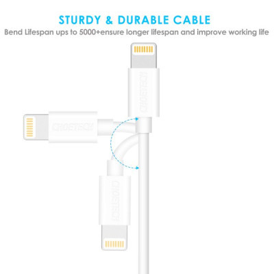 Дата кабель USB 2.0 AM to Lightning 1.8m 2.1A MFI White Choetech (IP0027-WH)