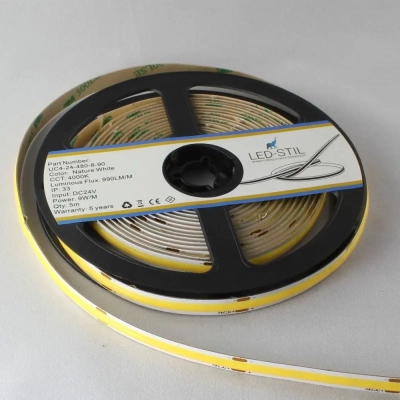 Світлодіодна стрічка LED-STIL 4000K 9 Вт/м COB 480 діодів IP33 24 Вольта 950 lm нейтральне світло (UC4-24-480-8-90)