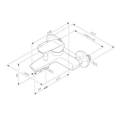 Змішувач AM.PM Tender, д/ванни/душу, хром (F45E10000)