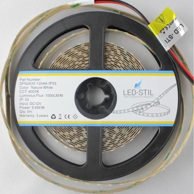 Світлодіодна стрічка LED-STIL 4000K 9,6 Вт/м 2835 120 діодів IP33 12 Вольт 1000 lm нейтральне світло (DFN2835-120A4-IP33)