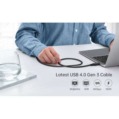 Дата кабель USB-C to USB-C 0.8m USB4 40Gbps PD 100W 8K60Hz Choetech (XCC-1028-BK)