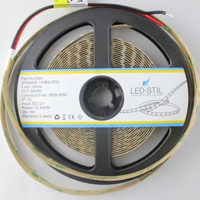 Світлодіодна стрічка LED-STIL 6000K 14,4 Вт/м 2835 120 діодів IP33 12 Вольт 1600 lm холодне світло (DFN2835-120B6-IP33)