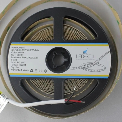 Світлодіодна стрічка LED-STIL 6000K 18 Вт/м 2835 192 діода IP33 24 Вольта 2900 lm холодне світло (DFP2835-192C6-IP33-24V)