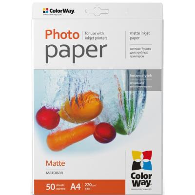 Фотопапір ColorWay A4 220г matte 50л (PM220050A4)