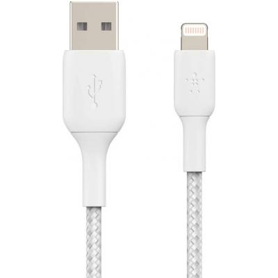 Дата кабель USB 2.0 AM to Lightning 2.0m BRAIDED white Belkin (CAA002BT2MWH)