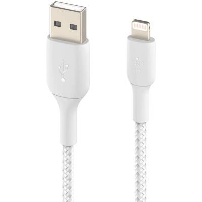 Дата кабель USB 2.0 AM to Lightning 2.0m BRAIDED white Belkin (CAA002BT2MWH)