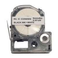 Стрічка для принтера етикеток UKRMARK RL-E-C3WBN-BK/WT, аналог LC3WBN. 9 мм х 8 м (CELC3WBN)