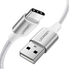 Дата кабель USB 2.0 AM to Type-C 1.0m US288 Aluminum Braid White Ugreen (60131)