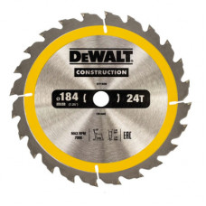 Диск пильний DeWALT CONSTRUCTION, 184 х 16 мм, 24z (ATB), 16 градусів (DT1939)