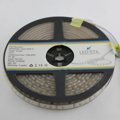 Світлодіодна стрічка LED-STIL 9,6 Вт/м 2835 120 діодів IP68 24 Вольта 420 lm Зелений (DFN2835-120A-IP68-G-24V)