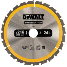 Диск пильний DeWALT CONSTRUCTION 216 х 30 мм, 24z (ATB) - 5 градусів (DT1952)