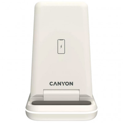 Зарядний пристрій Canyon WS-304 Foldable 3in1 Wireless charger Cosmic Latte (CNS-WCS304CL)