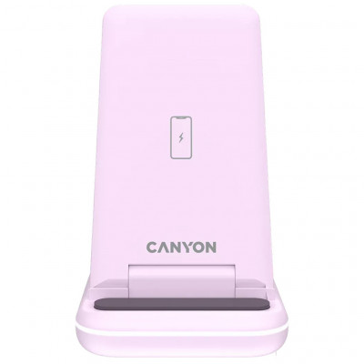 Зарядний пристрій Canyon WS-304 Foldable 3in1 Wireless charger Iced Pink (CNS-WCS304IP)