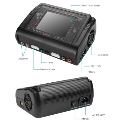 Зарядний пристрій для FPV дрона HTRC T400 pro Duo Lipo Charger Battery Discharger 2Channel AC 150 (HT-T400PRO/HP9915.0284)